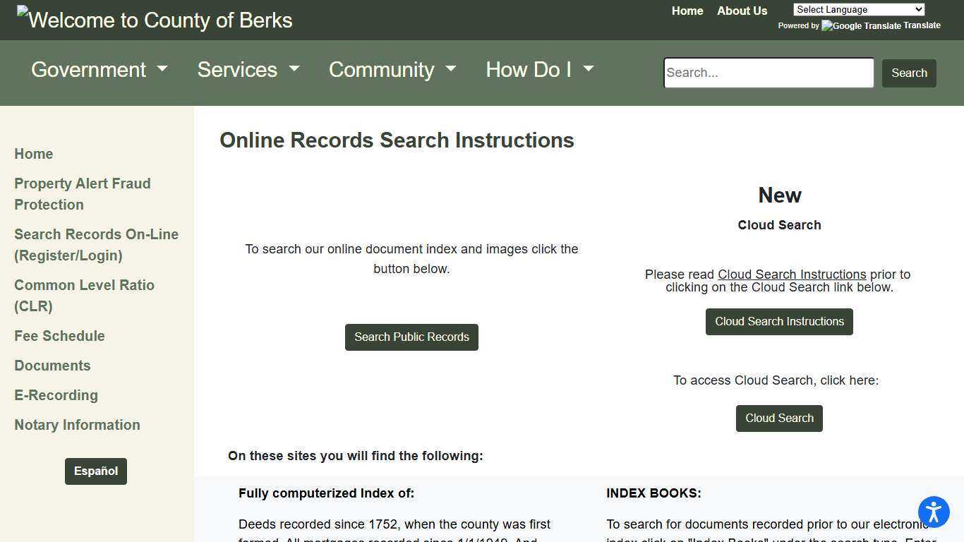 Berks County - Online Records Search Instructions